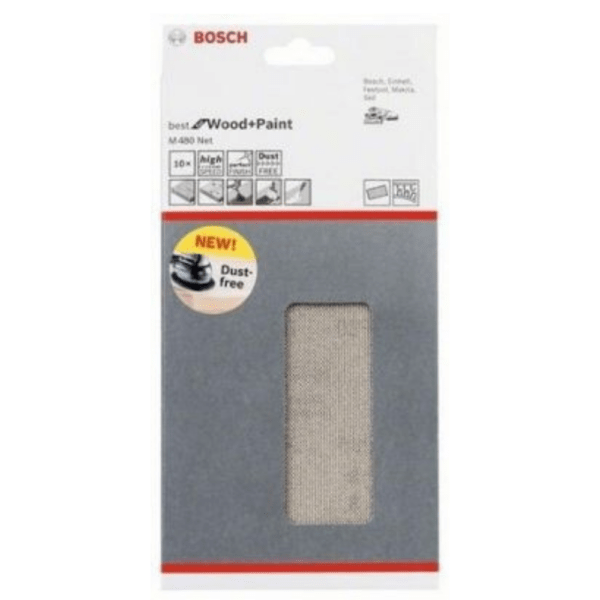 Bosch Orbital Sanding, M480, Best for Wood & Paint, 115 mm x 230 mm, G150, 10 Pack